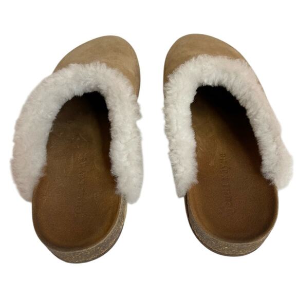 Jenni Kayne Shearling-Lined Moc Clog Natural Suede Slippers Size 38 Italy 8 US - Picture 9 of 15